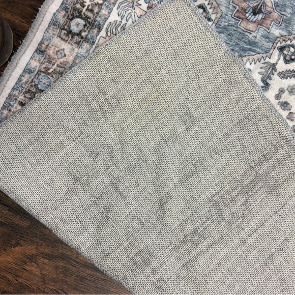 Elegant Blue and Cream Washable Rug 28” x 80” - Picture 4 of 4